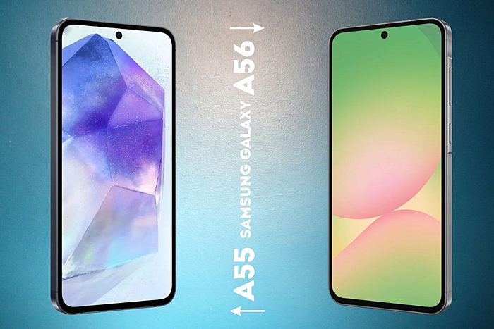 Samsung Galaxy А55 и А56 вид спереди, экран фото