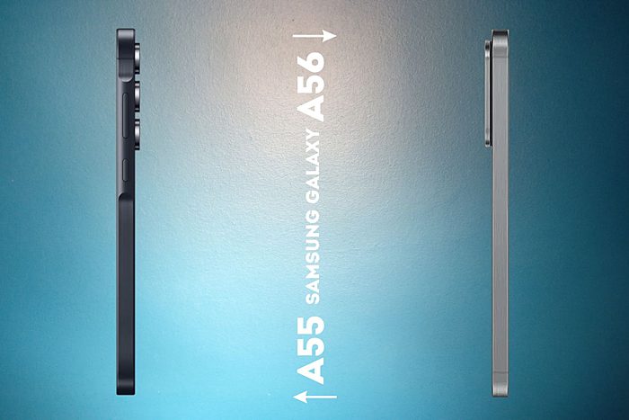 Samsung Galaxy А55 и А56 вид сбоку, толщина фото