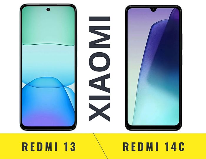 Xiaomi Redmi 13 и 14C вид спереди, экран, дисплей