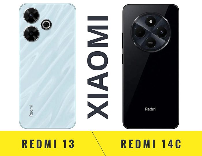 Xiaomi Redmi 13 и 14C вид сзади, камеры, задняя панель