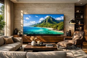 Современный телевизор в гостиной