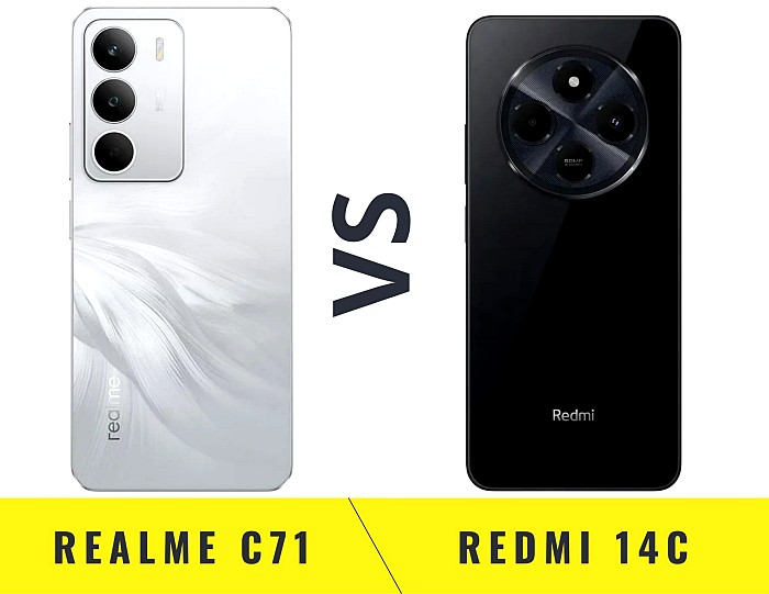 Realme C71 и Xiaomi Redmi 14C вид сзади, камеры, задняя панель сравнение