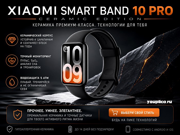 Фитнес-трекер Xiaomi Smart Band 10 Pro инфографика