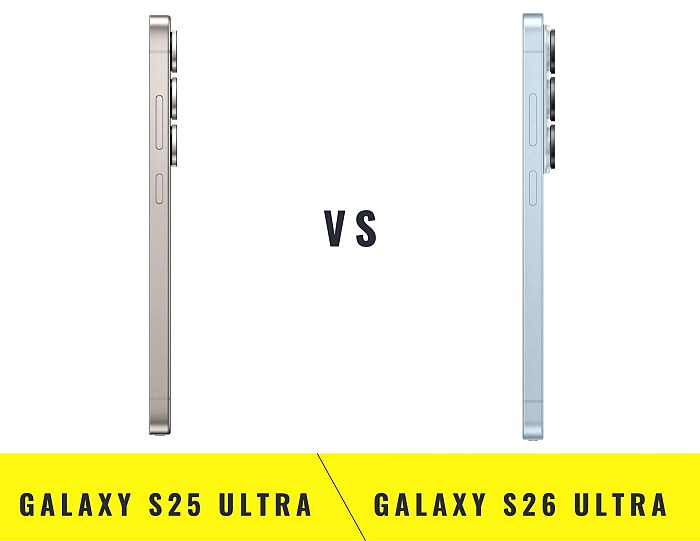 Samsung Galaxy S26 Ultra и S25 Ultra вид сбоку, толщина