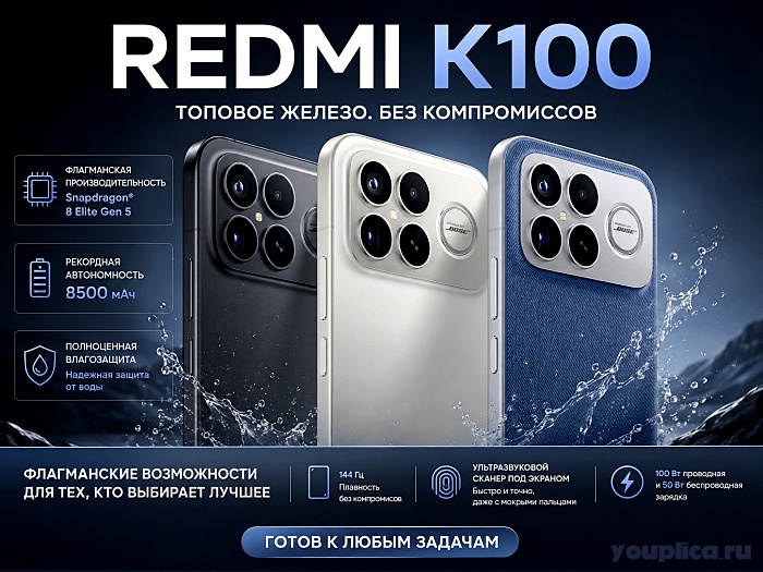 Смартфон Redmi K100 инфографика с характеристиками