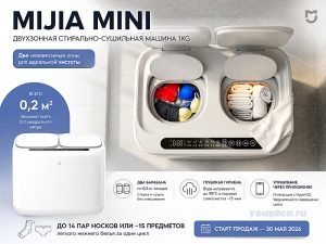 Стиральная машина Xiaomi Mijia Mini инфографика с характеристиками