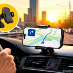 Смартфон навигатор в салоне автомобиля